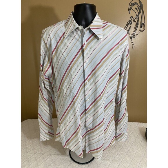 Vintage Guess Men’s Striped Long Sleeve Multicolor Button Up Size Large - Picture 1 of 16